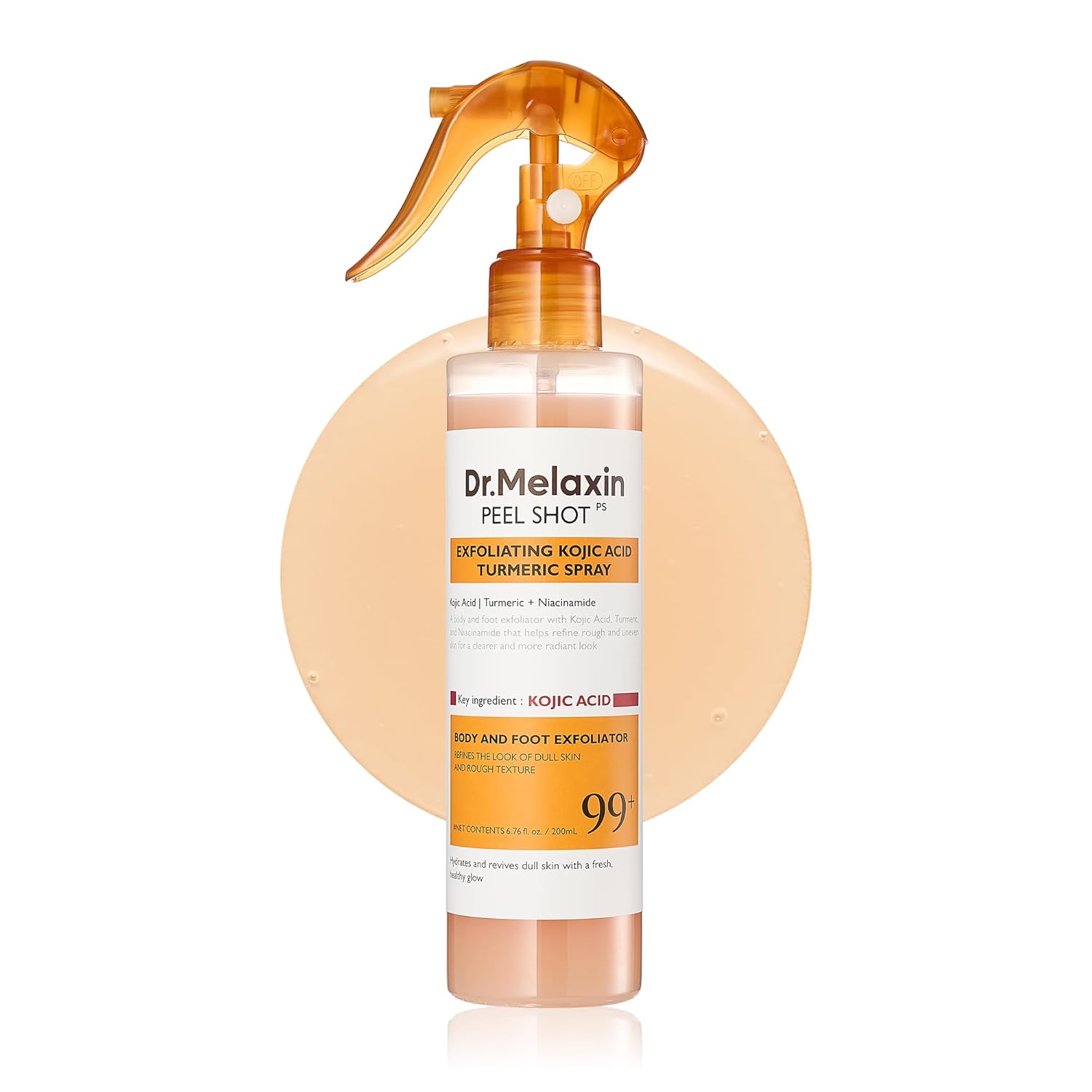 Dr. Melaxin Body Peel Shot Spray Face Peeling Kojic Acid Turmeric Spray - 200ml