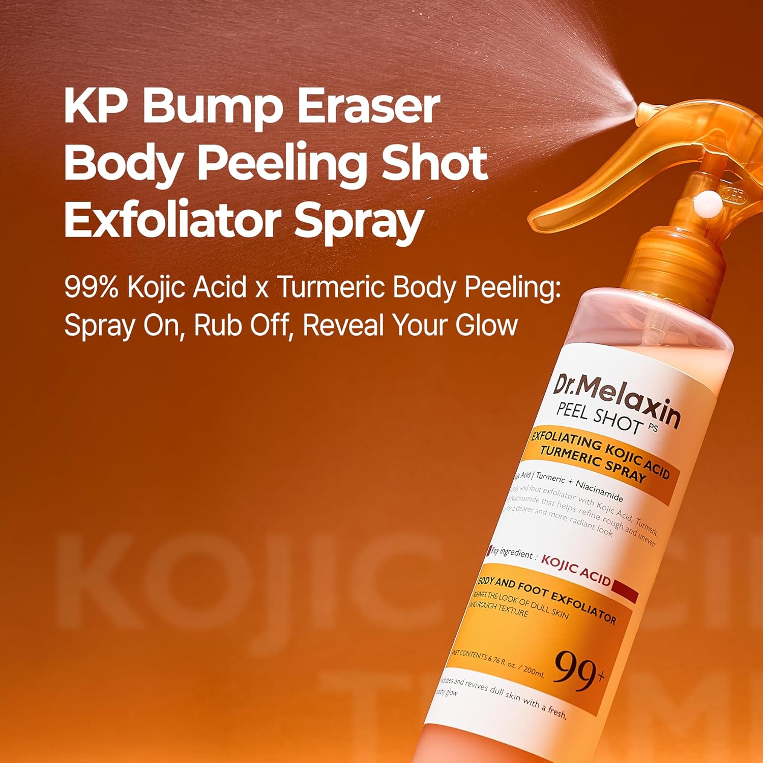Dr. Melaxin Body Peel Shot Spray Face Peeling Kojic Acid Turmeric Spray - 200ml