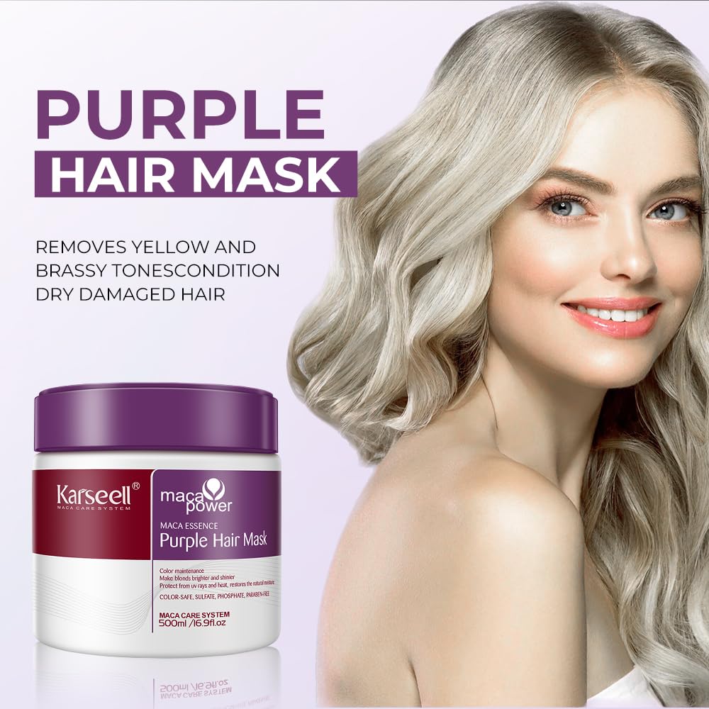 Karseell For Blonde Silver Gray Highlighted Hair Purple Hair Mask - 500ml