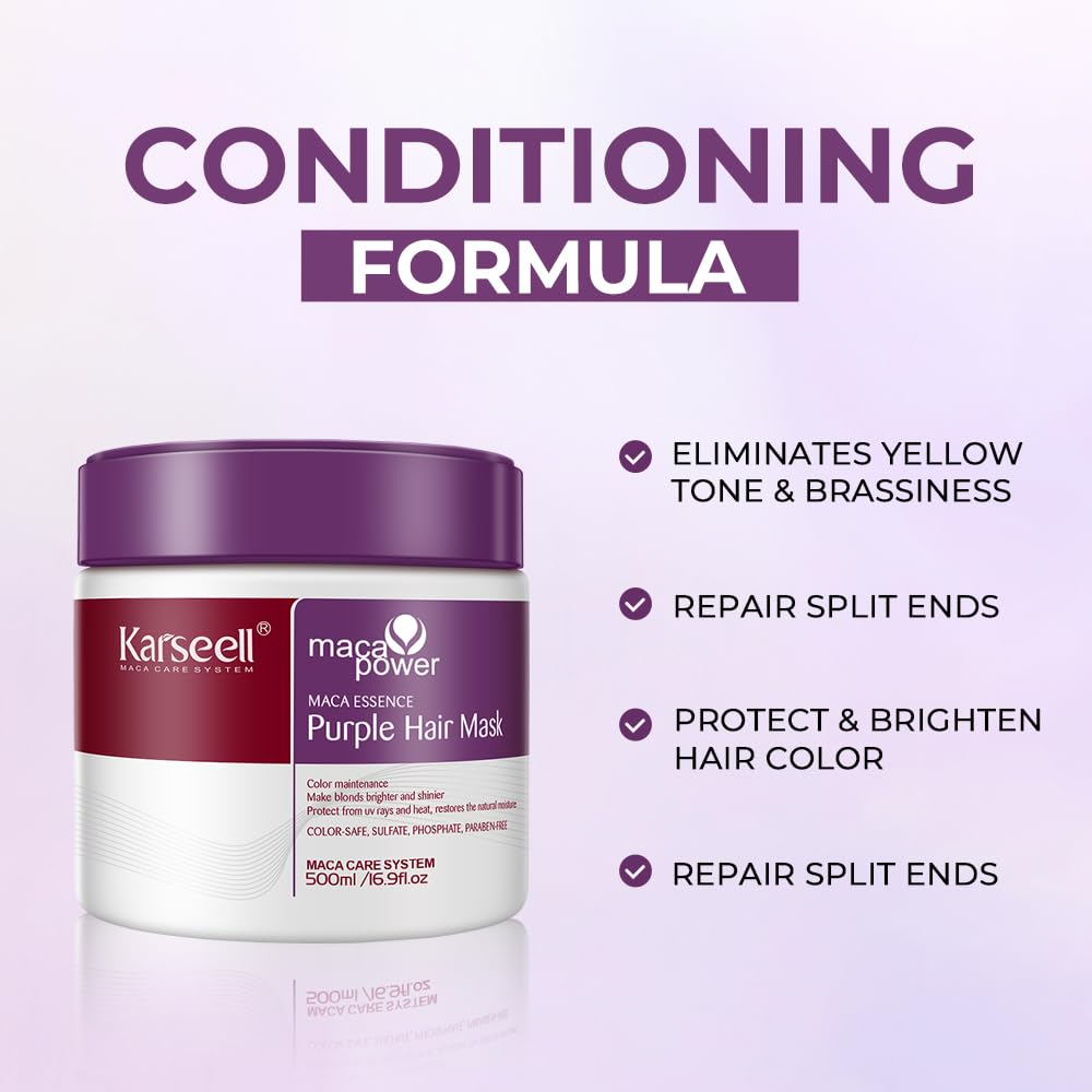 Karseell For Blonde Silver Gray Highlighted Hair Purple Hair Mask - 500ml