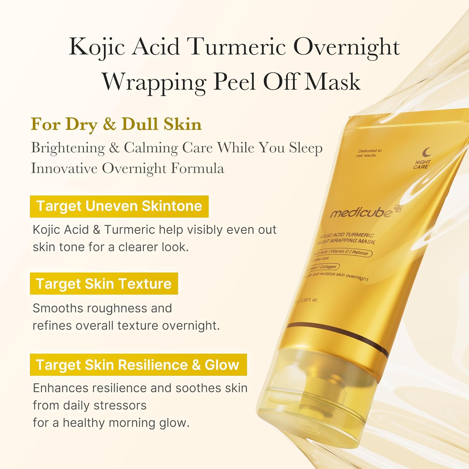 MEDICUBE Kojic Acid Turmeric Overnight Wrapping Peel Off Mask
