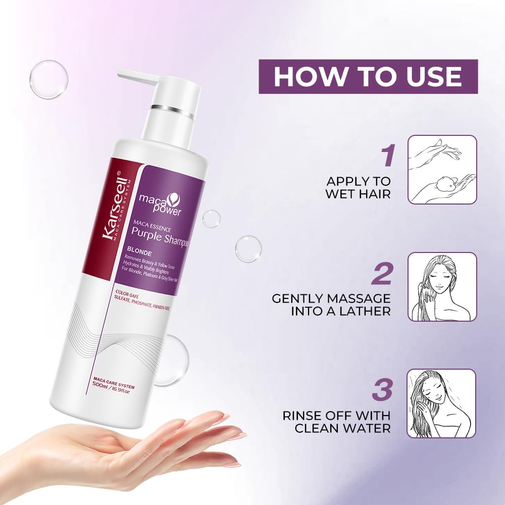 Karseell Purple Shampoo for Blonde Silver Gray Highlighted Hair - 500ml