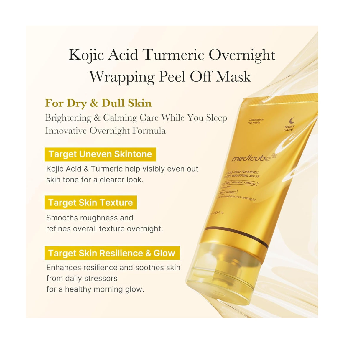 MEDICUBE Kojic Acid Turmeric Overnight Wrapping Peel Off Mask