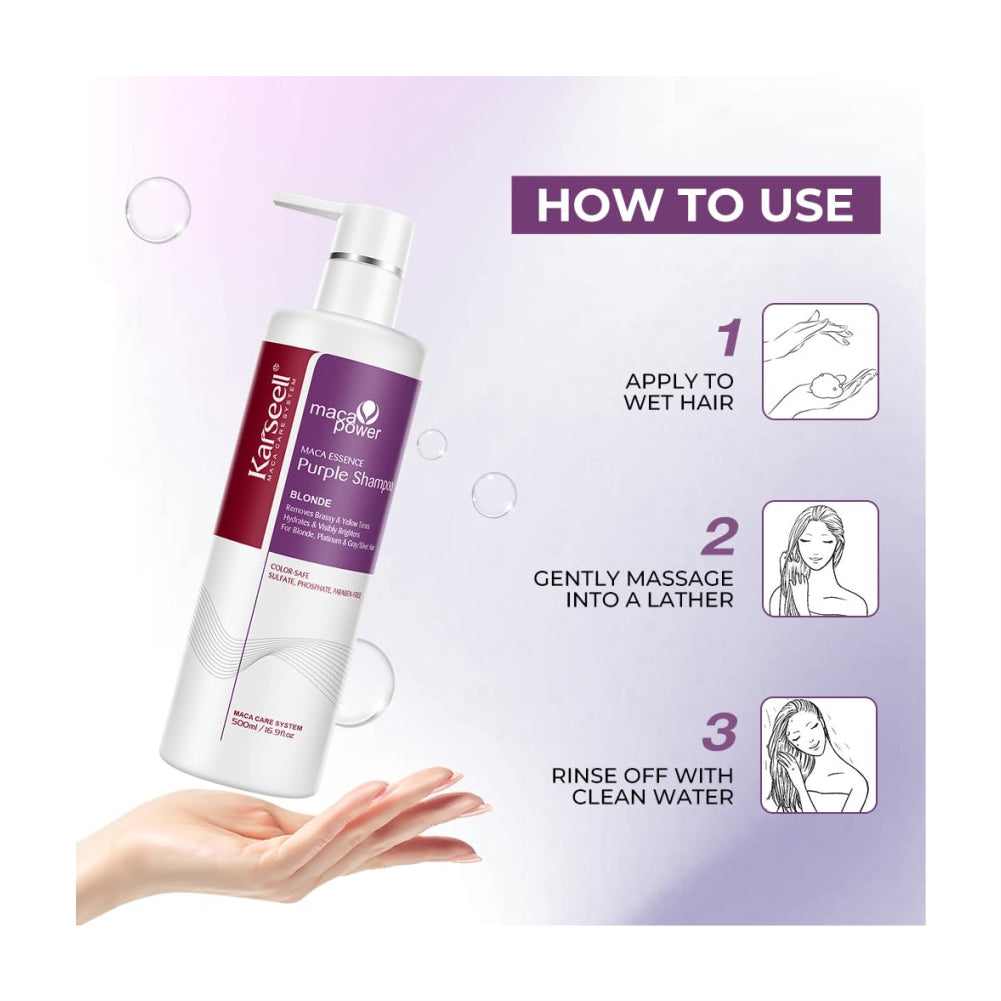 Karseell Purple Shampoo for Blonde Silver Gray Highlighted Hair - 500ml