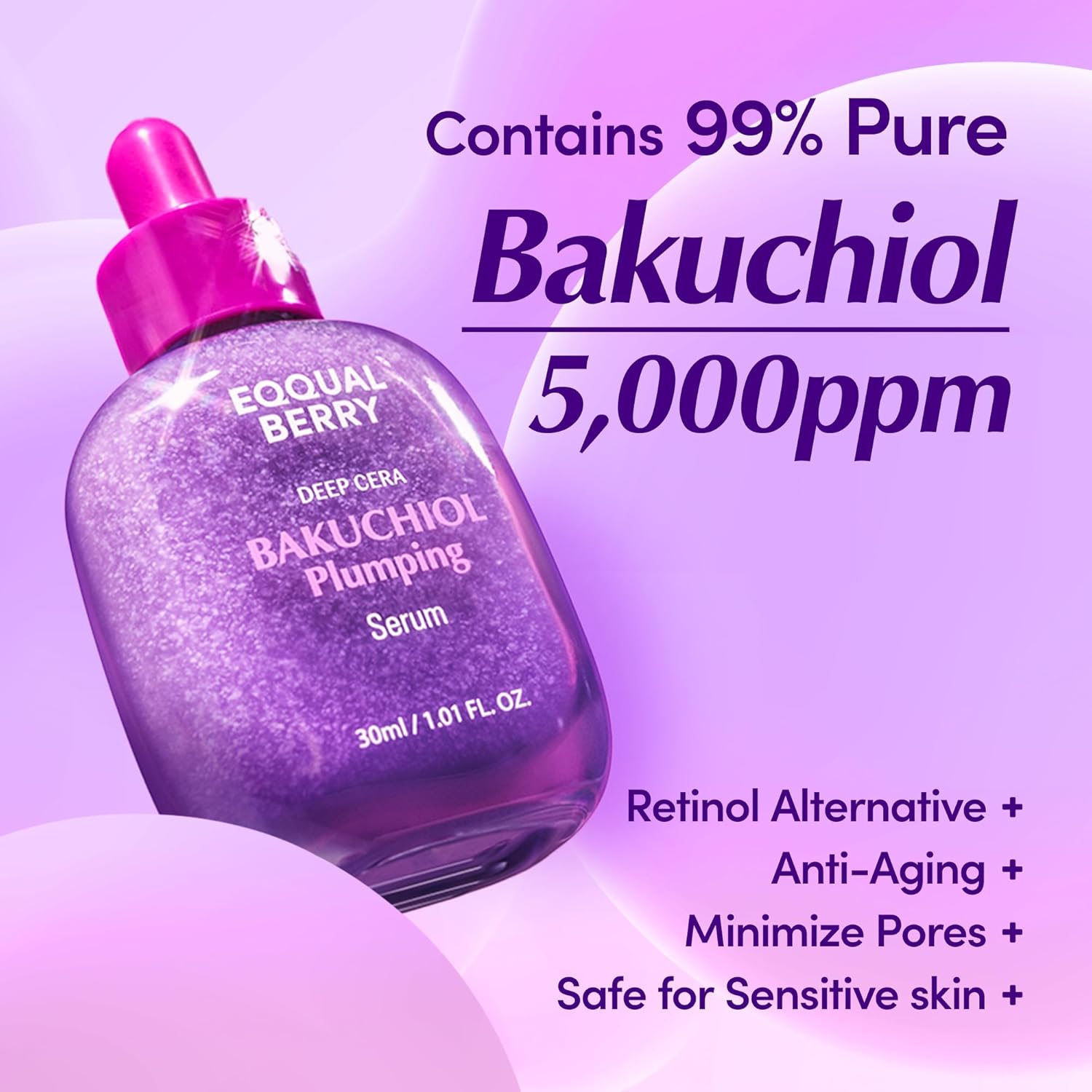 EQQUALBERRY Bakuchiol Plumping Face Serum - 30ml