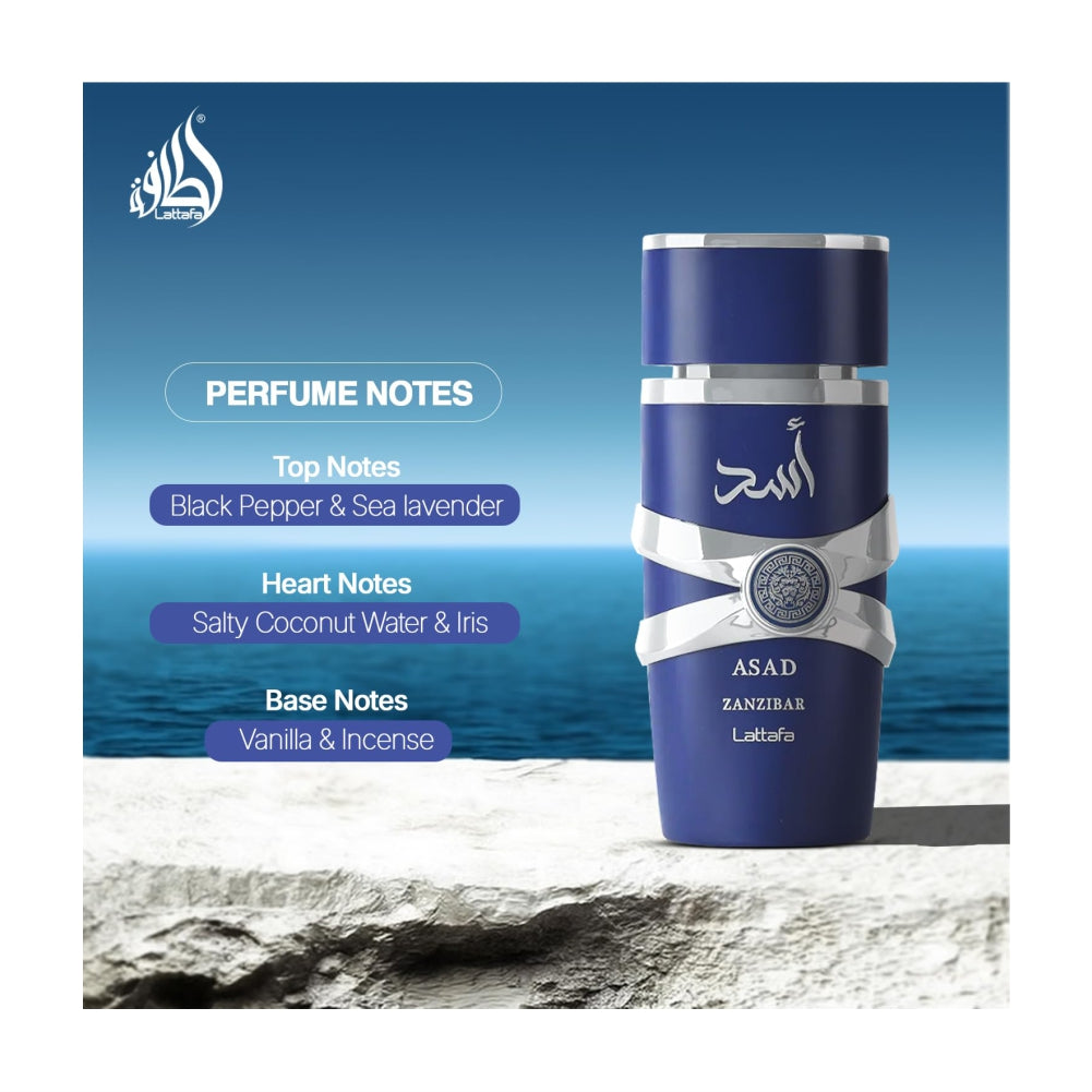 Lattafa Asad Zanzibar - Eau de Parfum Long-Lasting Fragrance for Men - 100 ml