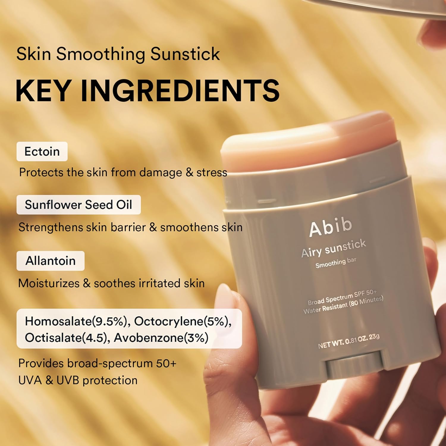 Abib Airy Sunstick Protection Bar Broad Spectrum SPF50+ 0.81 oz / 23 g
