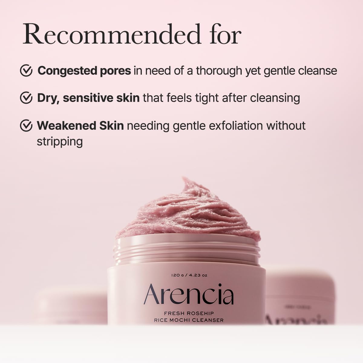 Arencia Rosehip Brightening Rice Mochi Face Cleanser & Daily Scrub