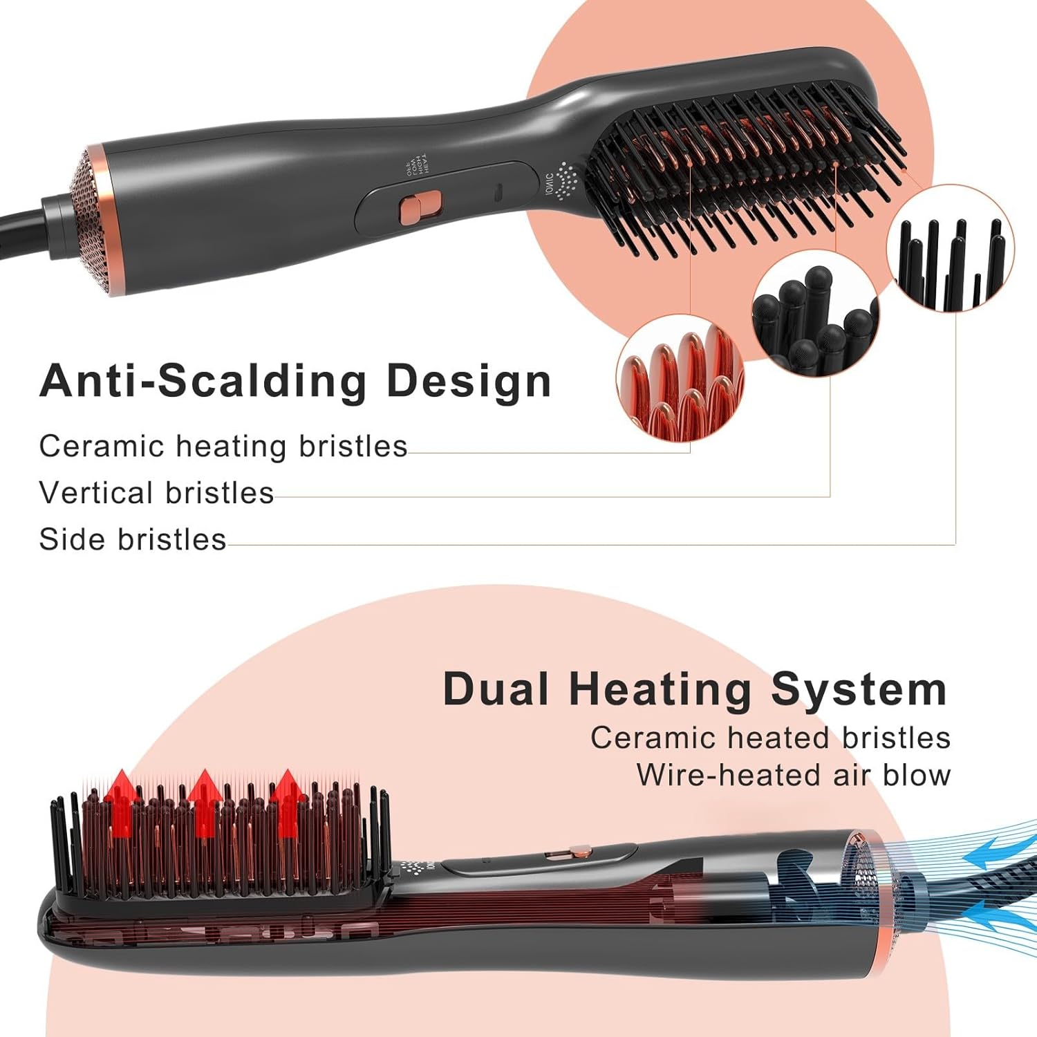 Joy Professional 3-in-1 Hair Styling Brush with Hair Dryer