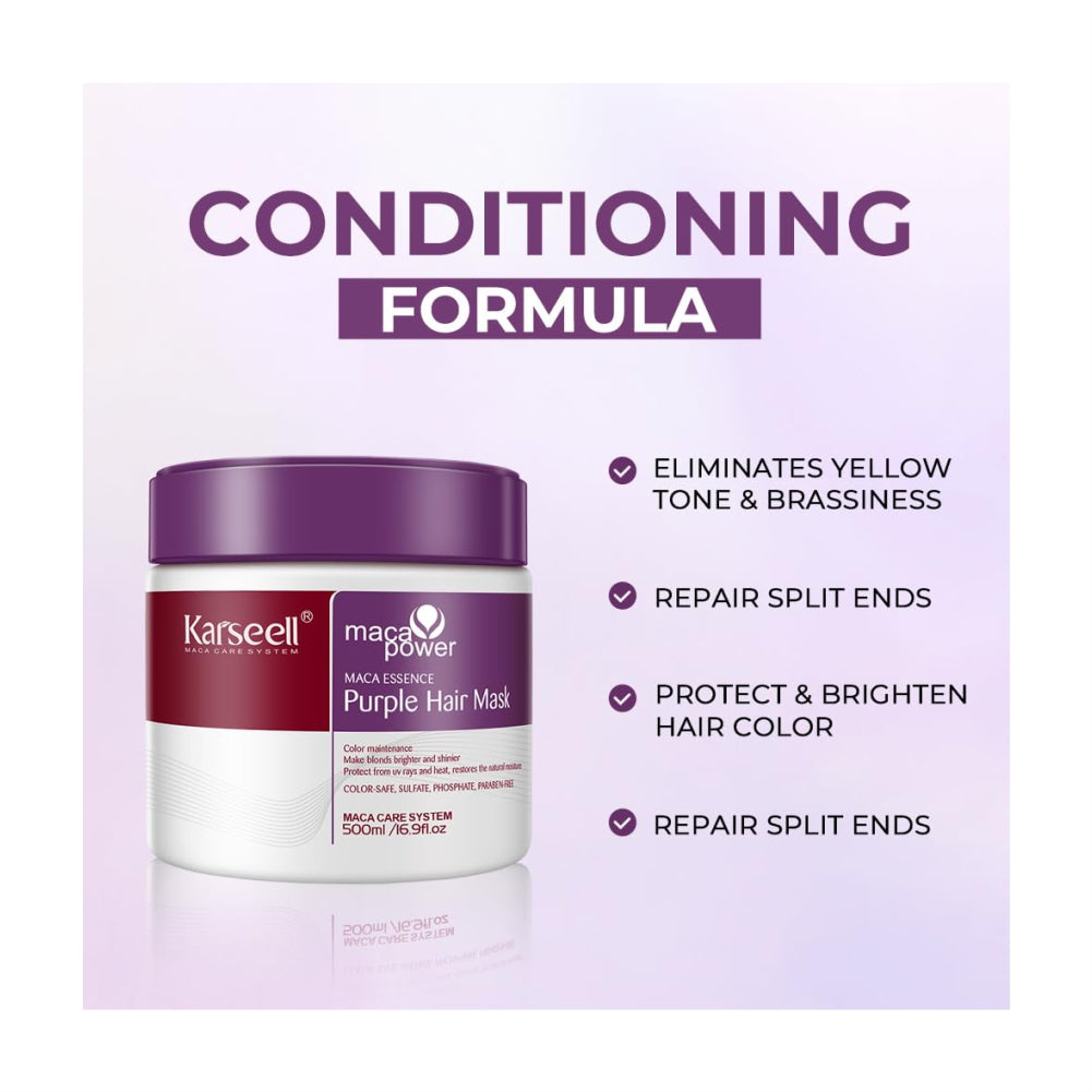 Karseell For Blonde Silver Gray Highlighted Hair Purple Hair Mask - 500ml